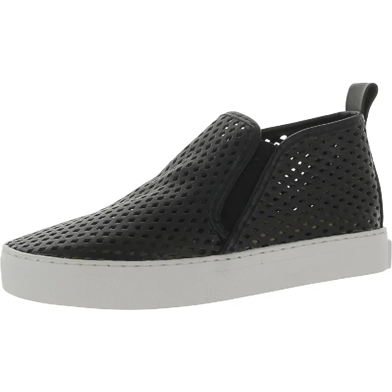 Designer athletic shoes limited edition -Jibs Womens Mid Rise Leather Perforated Slip-On Sneakers