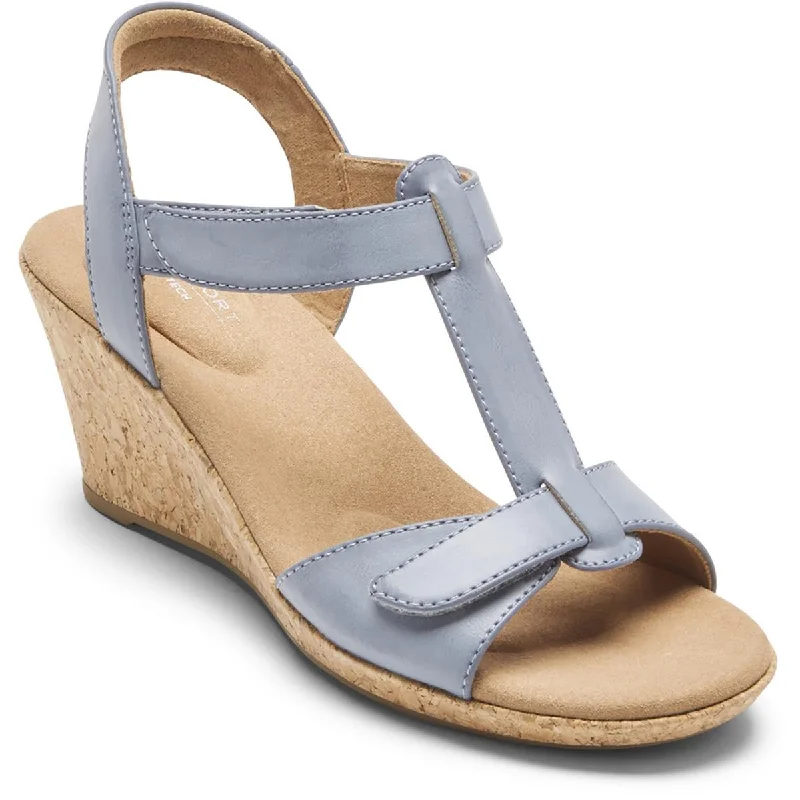 Lightweight sandals for warm treks-Rockport Womens Faux Leather T-Strap Slingback Sandals