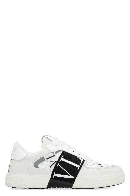 Athletic shoes for indoor sports -VALENTINO Leather and Fabric Low-Top Sneakers