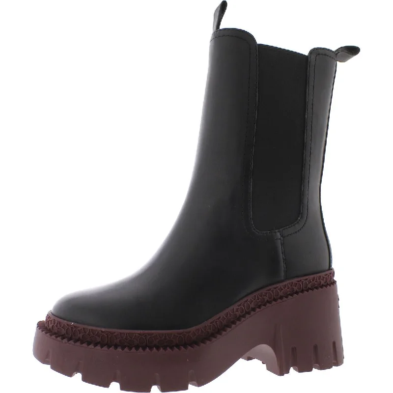 Boots with odor-resistant lining -Coach Womens ALEXA LEATHER LEATHER ROUND TOE Mid-Calf Boots