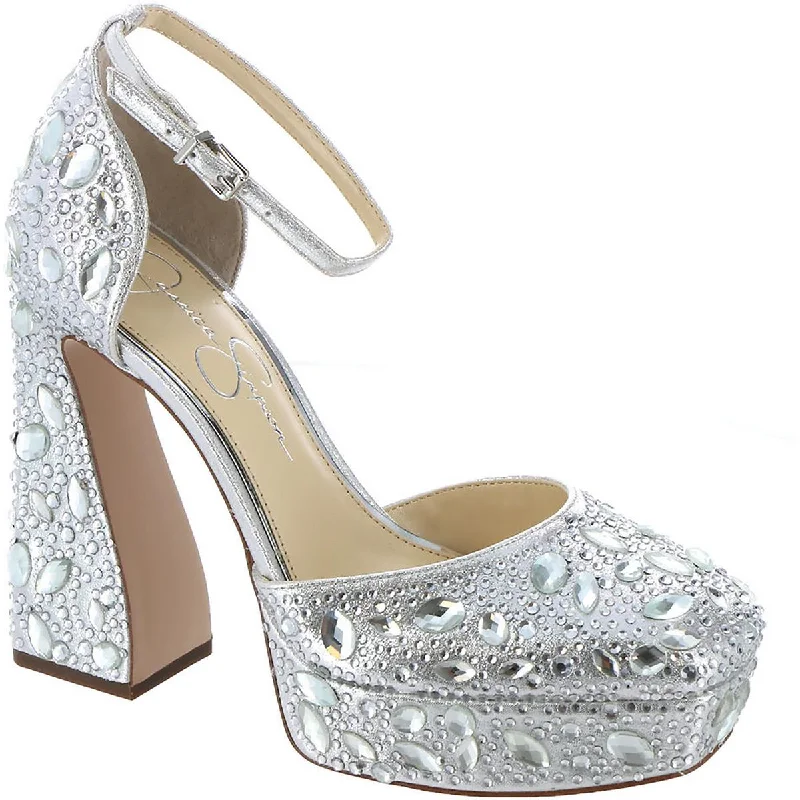 High heels for tall women styles -Jessica Simpson Womens Dreama Rhinestone Metallic Pumps