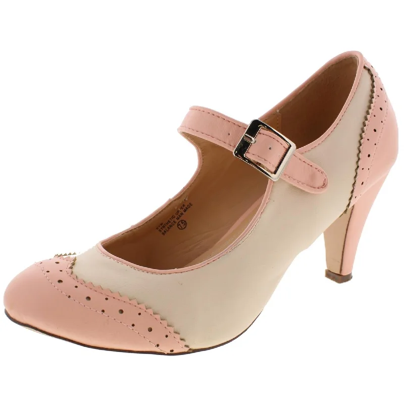 High heels with breezy outsole designs -J. Adams Womens Kym Faux Leather Wingtip Pumps