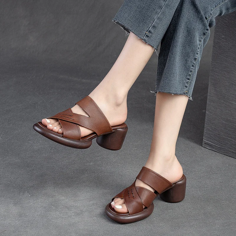 Premium sandals for stylish nights-Women Summer Casual Slip-on Heeled Sandals