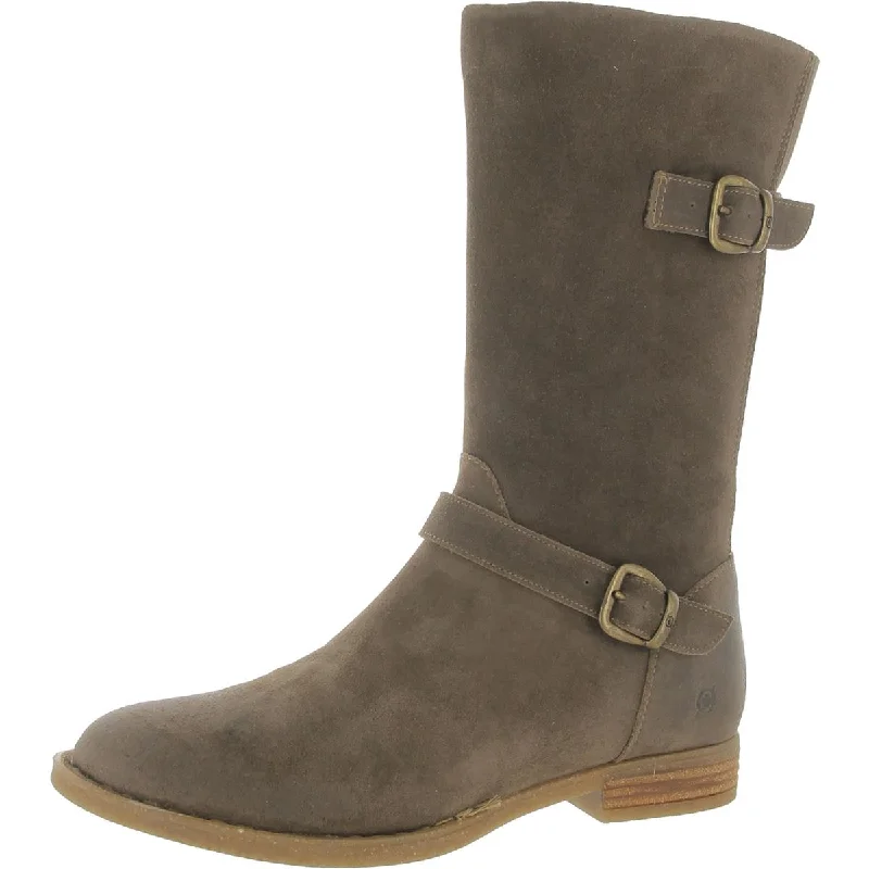 Boots for outdoor shows -Born Womens Delano Suede Buckle Mid-Calf Boots