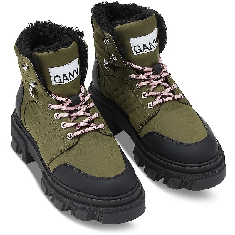 Women’s ankle boots for winter -Ganni Womens Leather Cozy Hiking Boots