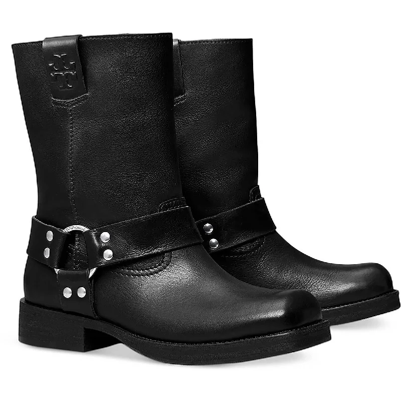 Boots for business lunches -Tory Burch Womens Leather Square Toe Motorcycle Boots