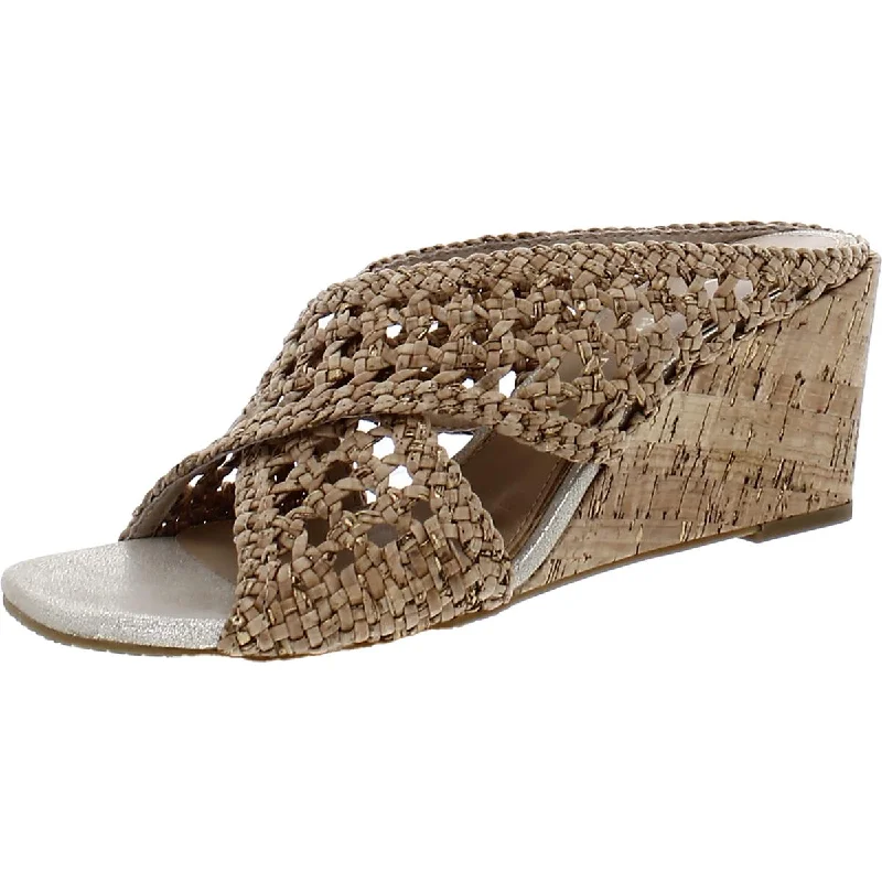 Trendy sandals for beach evenings-Donald J. Pliner Womens Parisa Metallic Criss-Cross Wedge Sandals