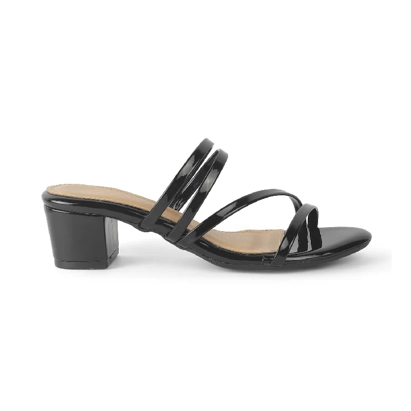 Cushioned sandals for gentle support-Tresmode Teuice Black Women's Dress Block Heel Sandals