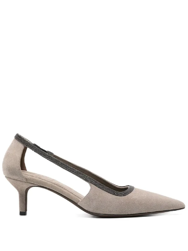 High heels for long night events -BRUNELLO CUCINELLI Mid Stiletto Pumps with Cut-Out Detailing