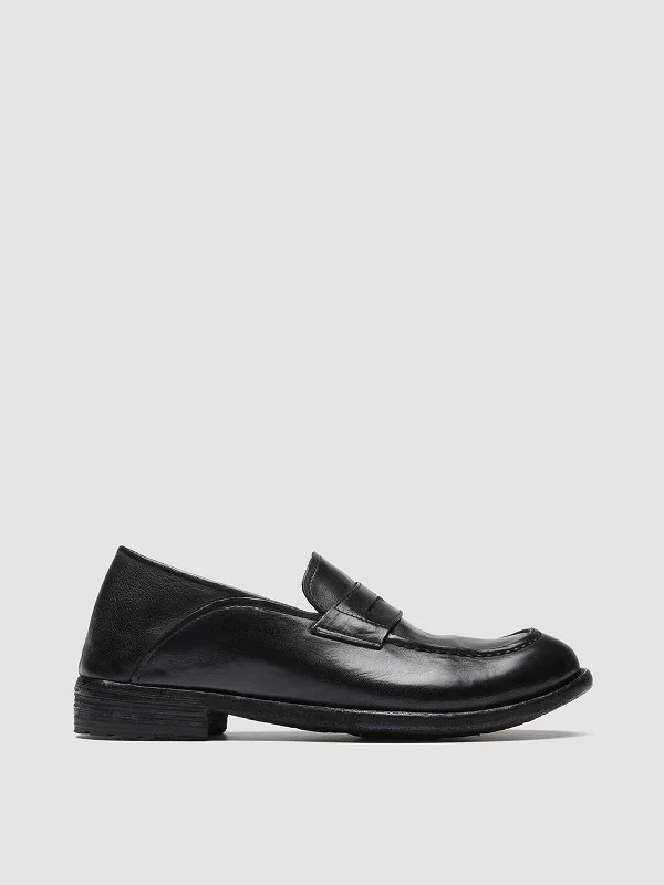 Slip-on loafers for easy walks-LEXIKON 140 - Black Leather Penny Loafers