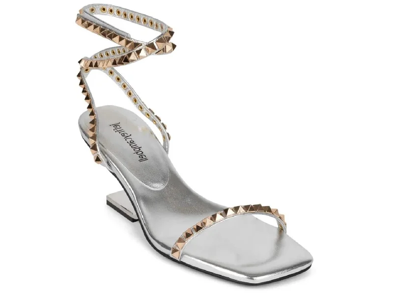 High heels with sturdy sole textures -Jeffrey Campbell: Luxor-LB in Silver Gold Combo