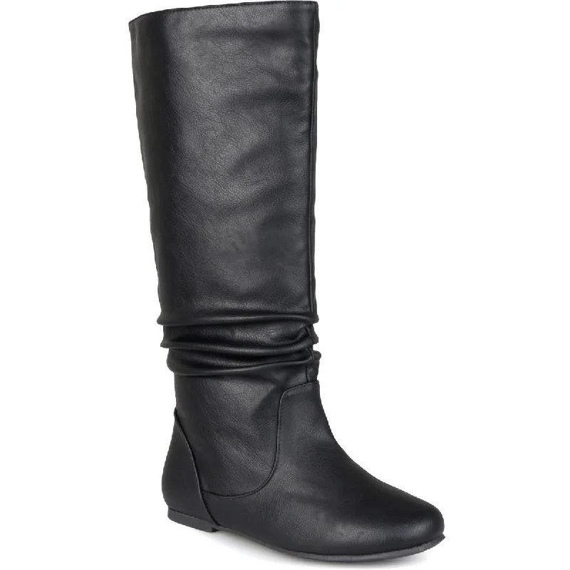 Boots with cool weave -Journee Collection Womens Jayne Faux Leather Wide Calf Knee-High Boots