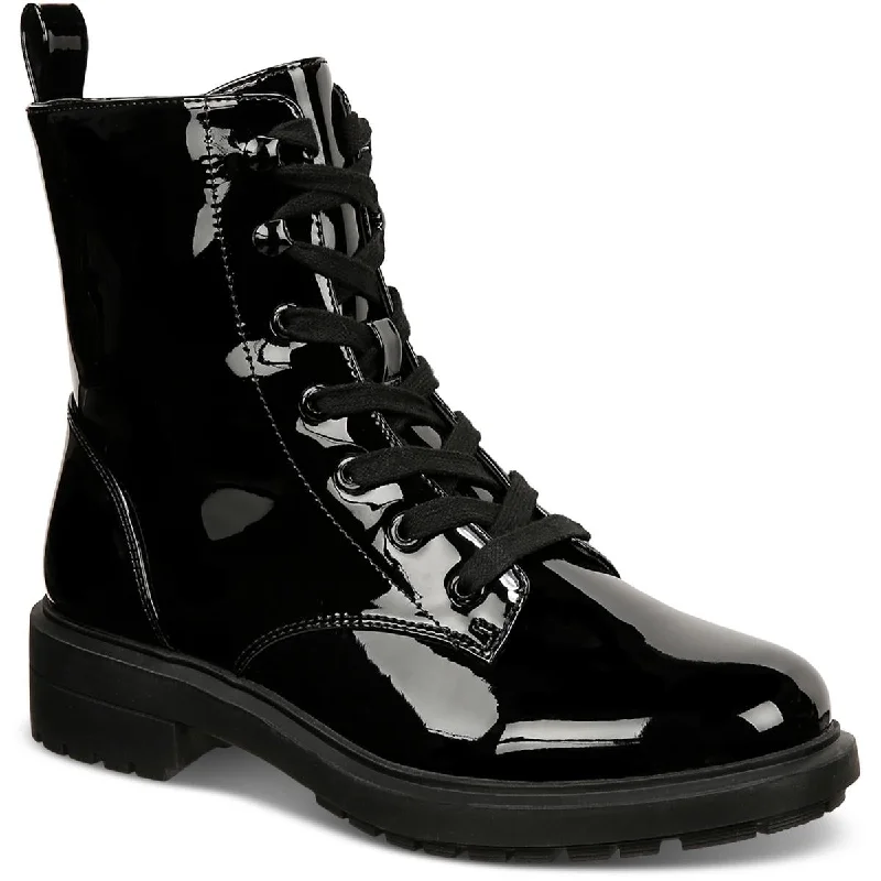 Boots for casual gigs -Alfani Womens Terissa Patent Combat & Lace-Up Boots