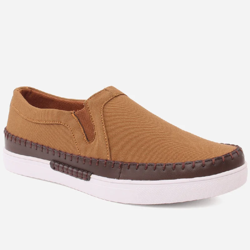 Cheap loafers for budget wear-Men "HENDRIX" Shaded Stitched Detail Loafers Elastic Goring Boat Casual Trainers