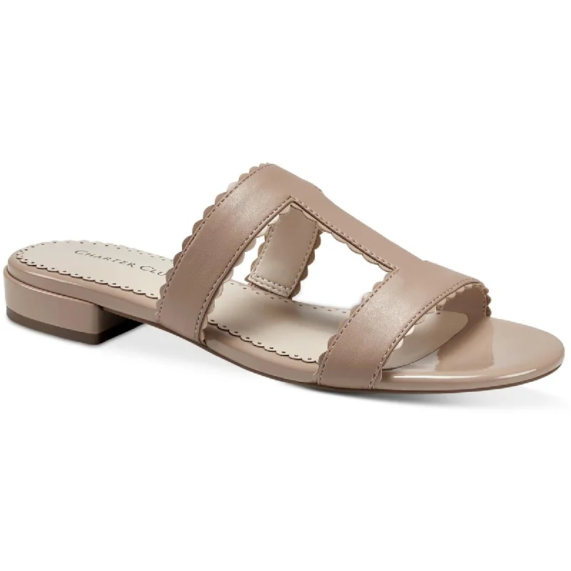 Lightweight sandals for hot trends-Charter Club Womens Lulia Patent Round Toe Slide Sandals