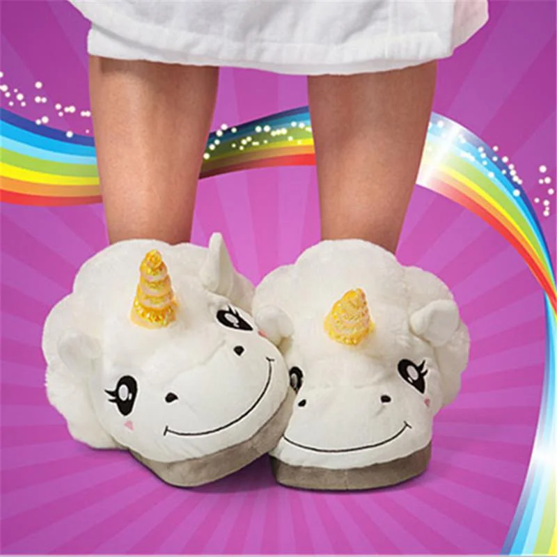 Slippers for drizzly days -The  Indoor Plush Unicorn Slippers