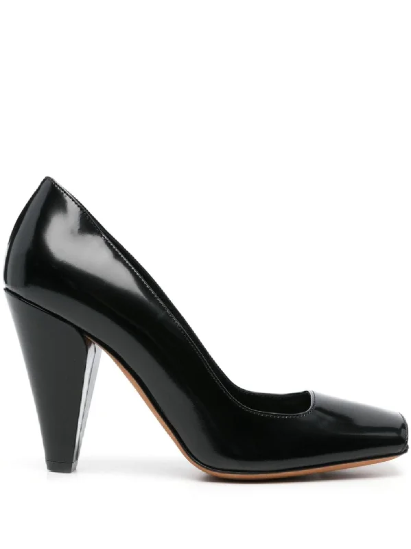 High heels with resilient midsole builds -KHAITE High Cone Heel Leather Pumps - 95MM