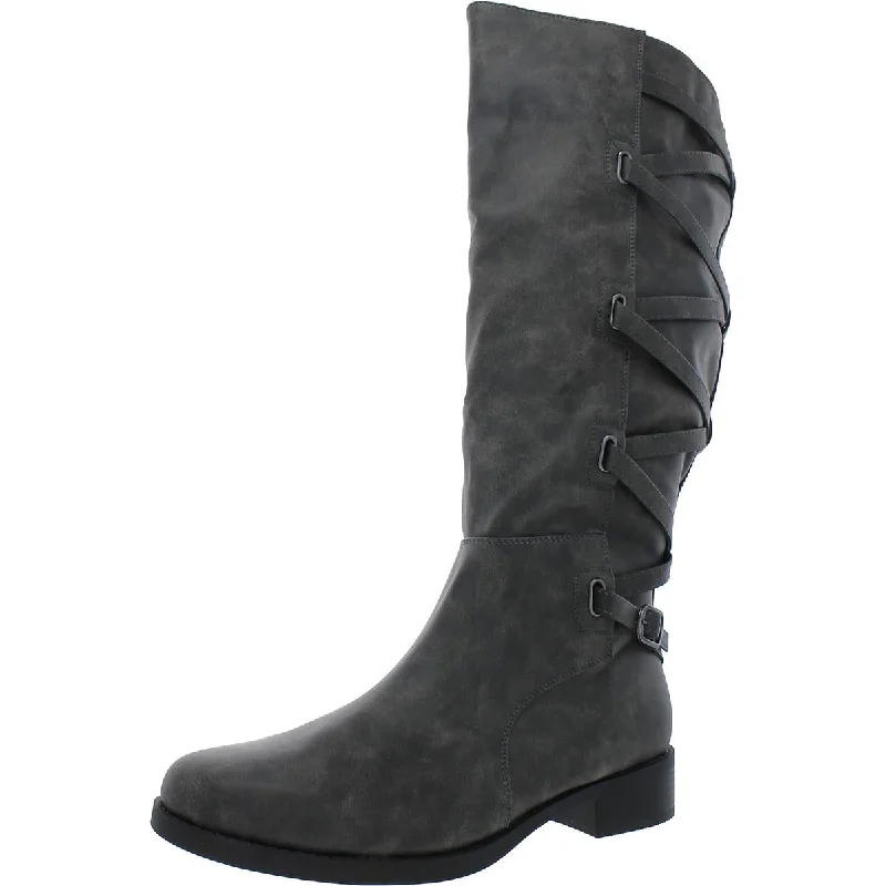 Boots with rubber toe cap -Journee Collection Womens Faux Suede Zipper Knee-High Boots