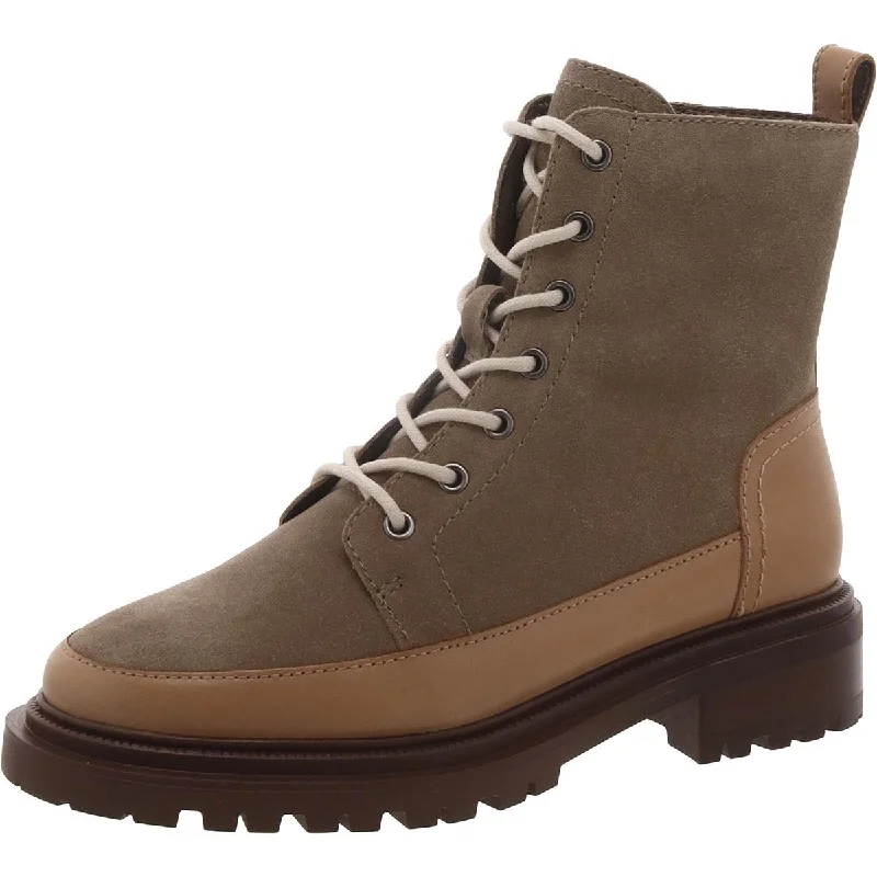 Boots with cozy lining -Vince Camuto Womens Leasa Suede Almond Toe Combat & Lace-Up Boots