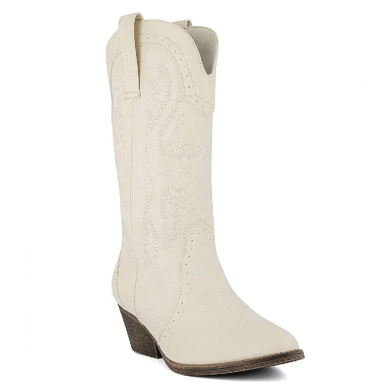 Boots for summer getaways -Sugar Womens Tammy Embroidered Mid-Calf Cowboy, Western Boots