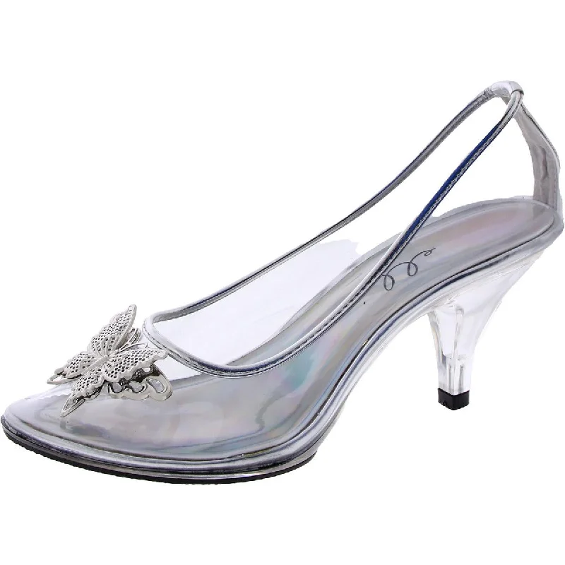 High heels for prolonged night events -Ellie Womens Metallic Cone Heel Pumps