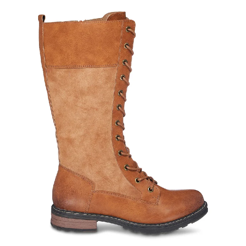 Boots with matte finish -Hanker Combat Boots in Cognac