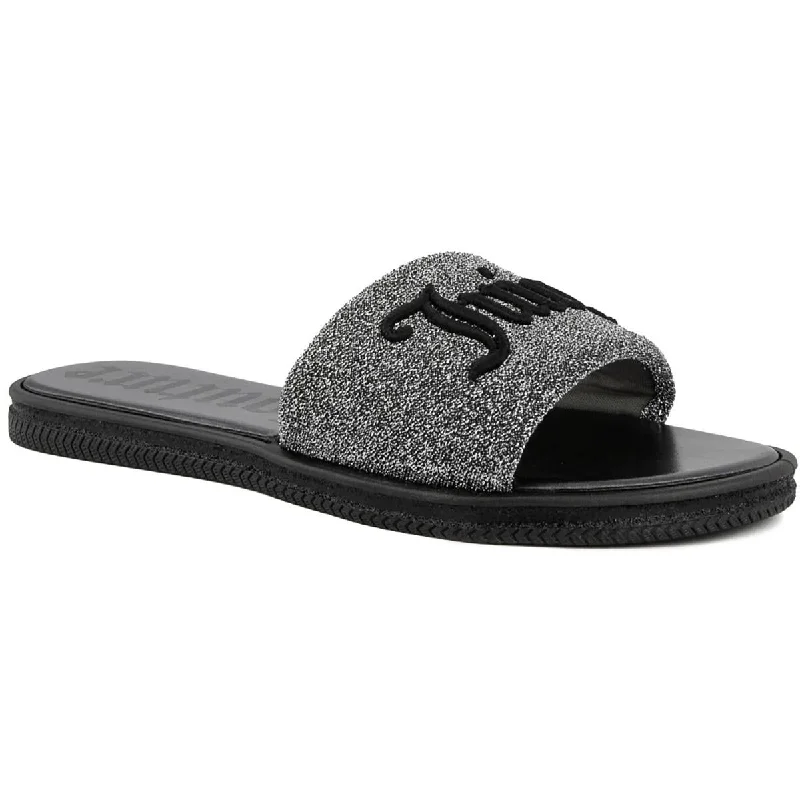 Trendy sandals for summer hikes-Juicy Couture Womens Yuna Glitter Slip On Slide Sandals