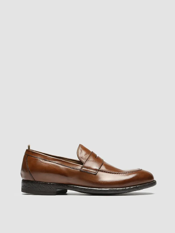 Trendy loafers for fall hikes-EMORY 024 - Brown Leather Loafers