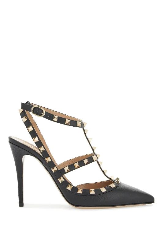 High heels for women with tender arches -VALENTINO GARAVANI Rockstud Ankle Strap Pumps