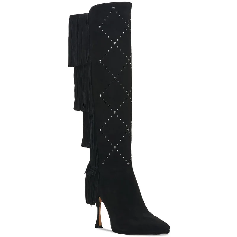 Luxury boots for gifting -Vince Camuto Womens Panaryaz Embellished Fringe Over-The-Knee Boots