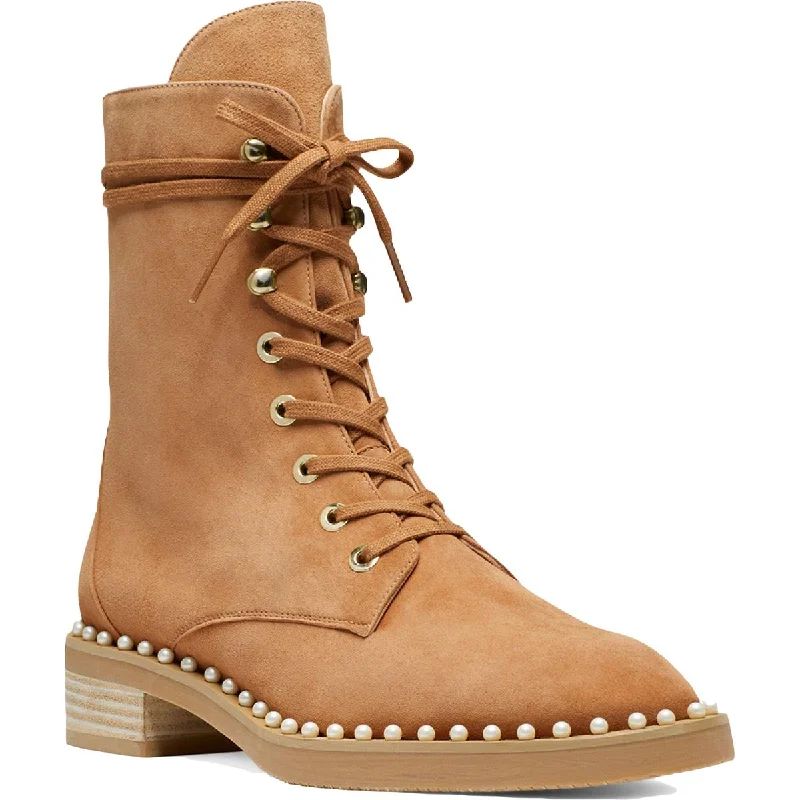 Boots for office downtime -Stuart Weitzman Womens Sondra Leather Pearls Combat & Lace-up Boots