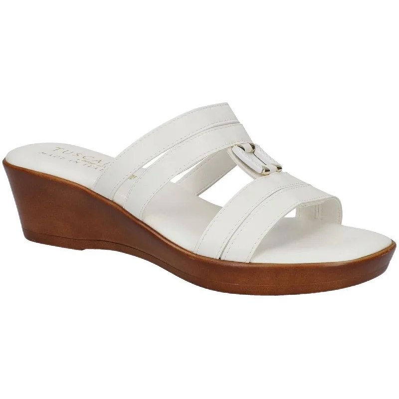 Affordable sandals for tropical fun-Tuscany By Easy Street Womens Anzola Faux Leather Open Toe Wedge Sandals