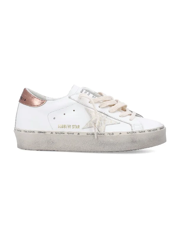 Athletic shoes for park runs -GOLDEN GOOSE Hi Star Distressed Leather Sneakers