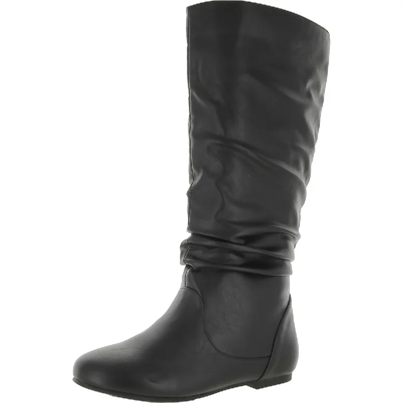 Boots for office downtime -Journee Collection Womens Faux Leather Mid-Calf Boots