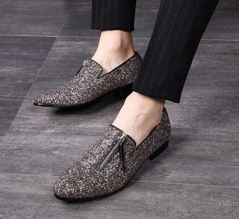 Stylish loafers for evening walks-Men's glittered loafers