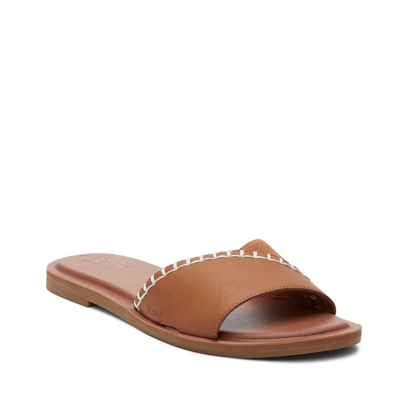 Fashionable sandals for sunny trends-Women's Shoes TOMS SHEA Leather Slide Sandals 10020819 TAN