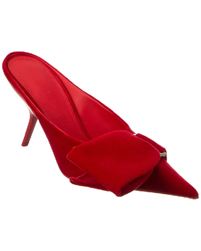 High heels with airy outsole builds -Ferragamo Asymmetric Bow Velvet Pump