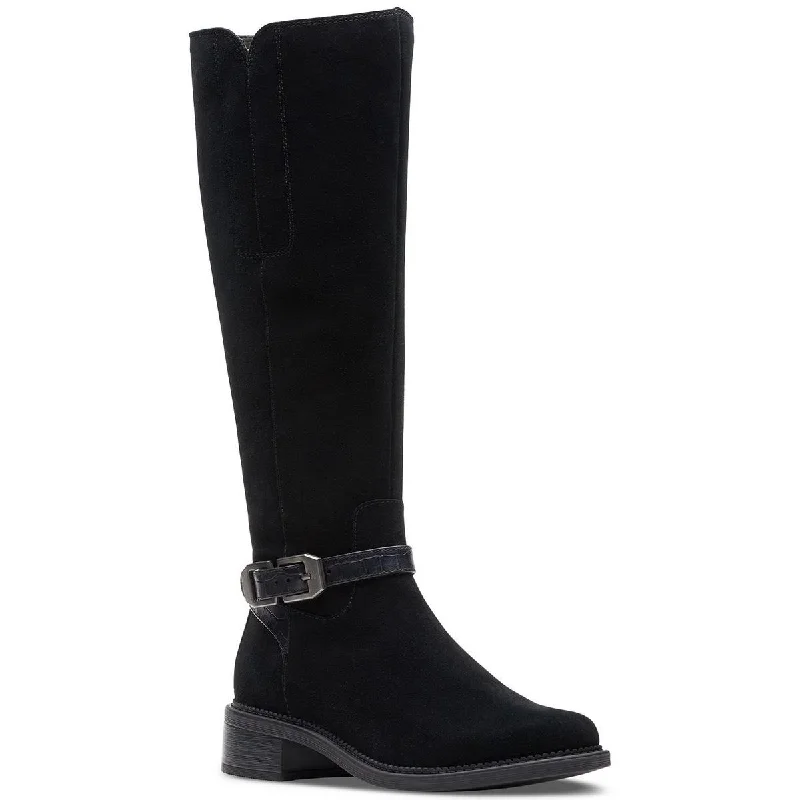 Boots for minimalist fashion -Clarks Womens Maye Aster Suede Buckle Knee-High Boots