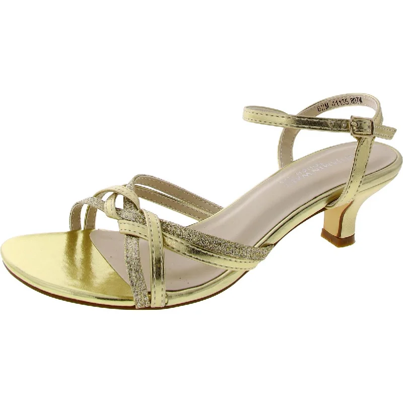 Best sandals for summer vacations-Benjamin Walk Womens Mela Metallic Ankle Strap Strappy Sandals