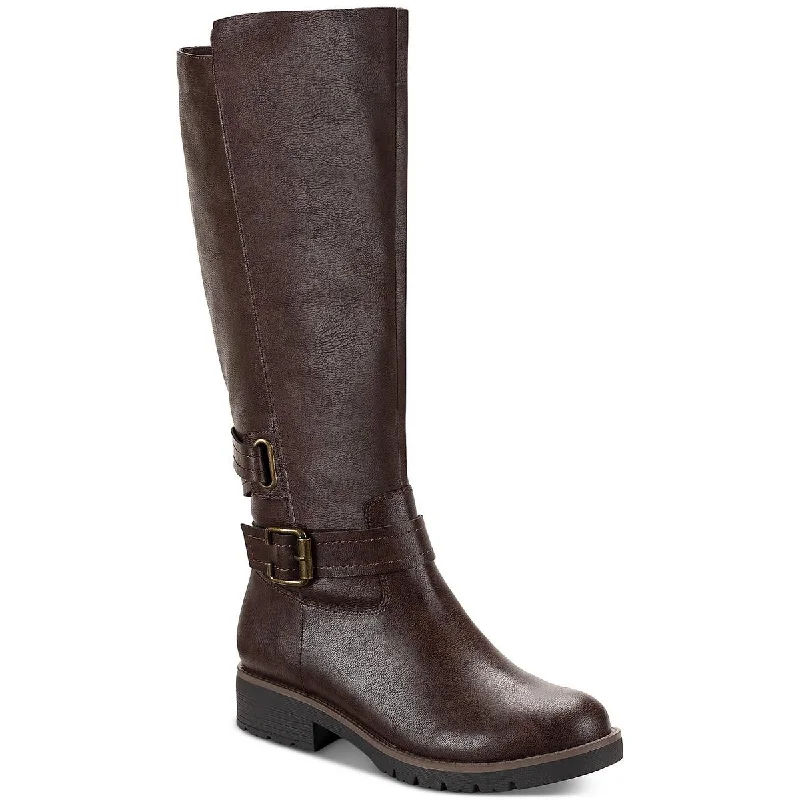 Boots with extra-wide fit -Sun + Stone Womens Blakelyy Faux Leather Buckle Knee-High Boots