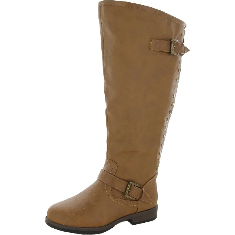 Boots for short trips -Journee Collection Womens Faux Leather Extra Wide Calf Knee-High Boots