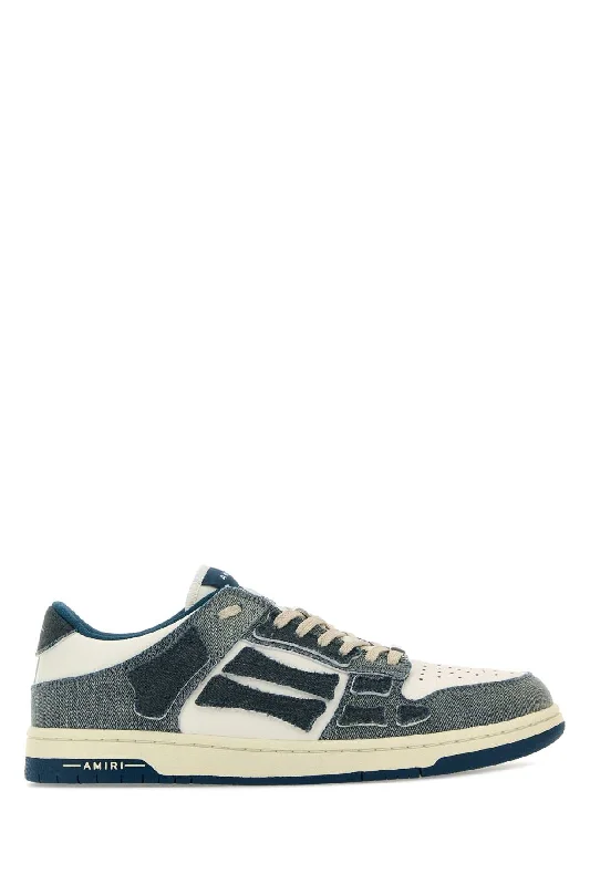 Athletic shoes for casual vibes -AMIRI Two-tone Denim and Leather Skel Sneaker for Men