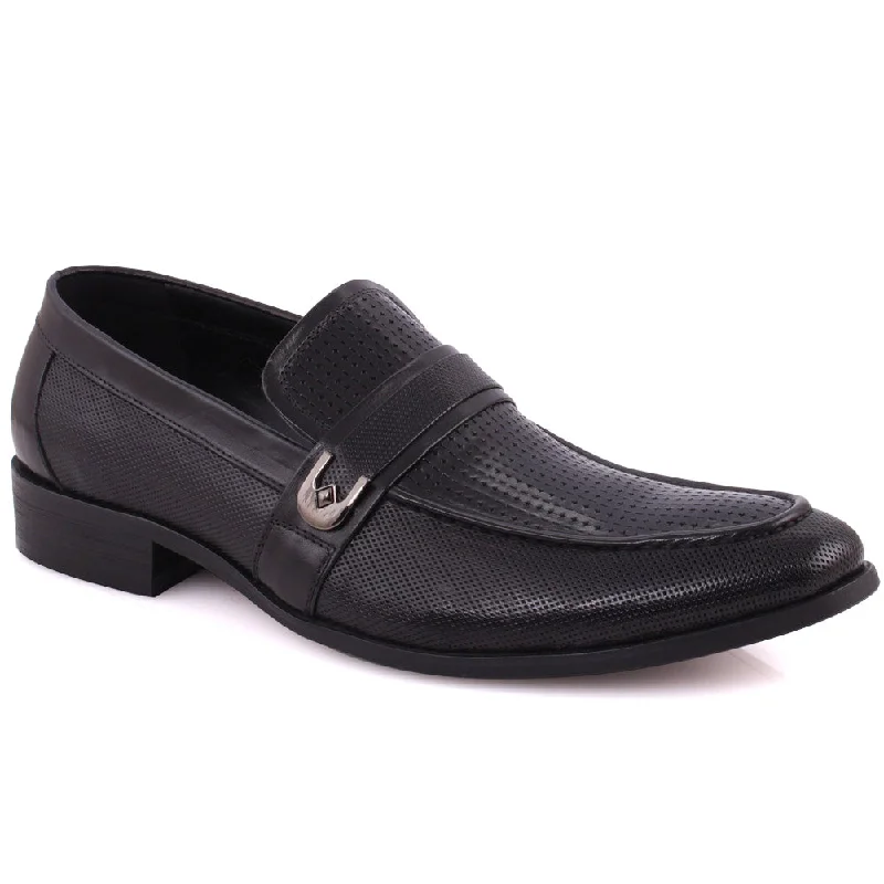 Slip-on loafers for quick strolls-Men “ANGUS” Perforated Belted Loafers