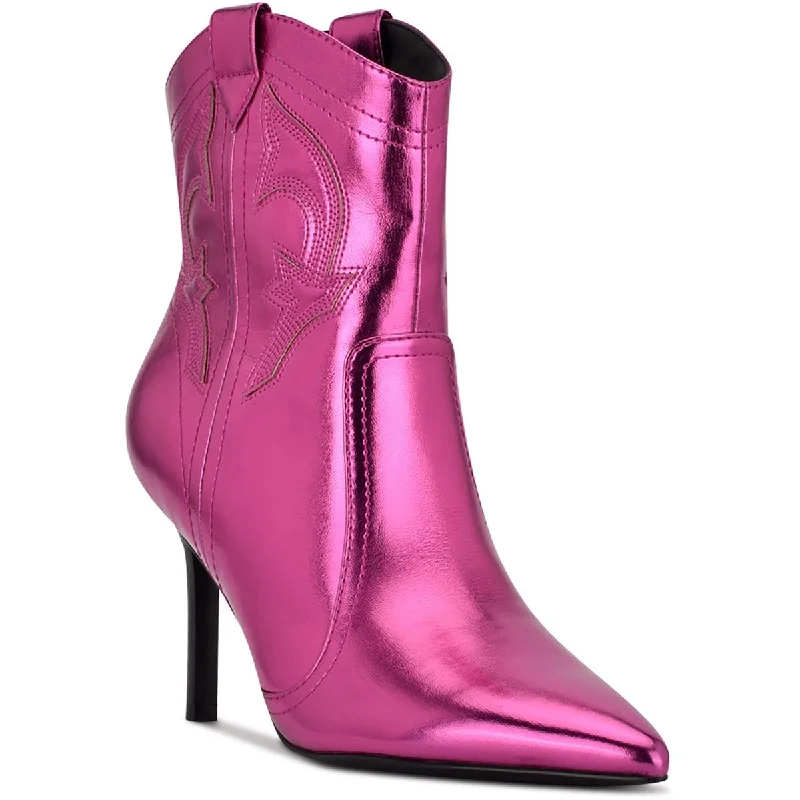 Boots with waterproof lining -Nine West Womens Flows 3 Metallic Pull-on Cowboy, Western Boots