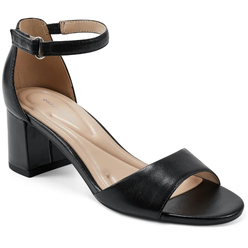 High heels with adaptive heel cushioning -Easy Spirit Womens DAVEN Leather Open Toe Pumps