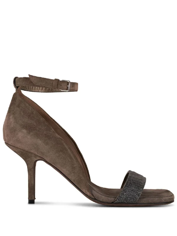 High heels for women with foot comfort -BRUNELLO CUCINELLI Stylish Leather Pumps with Stiletto Heel - 80mm