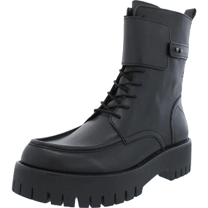 Boots with flexible soles -Sarto Franco Sarto Womens Dana Leather Round Toe Combat & Lace-up Boots