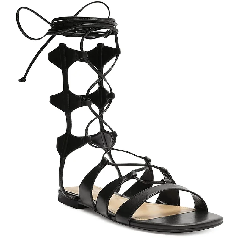 Soft sandals for warm trends-Schutz Womens Cassia Flat Leather Casual Gladiator Sandals