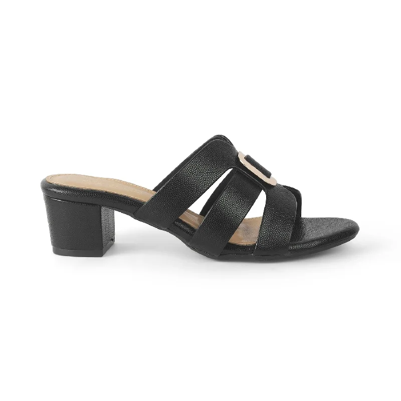 Lightweight sandals for leisure walks-Tresmode Tangle Black Women's Dress Block Heel Sandals