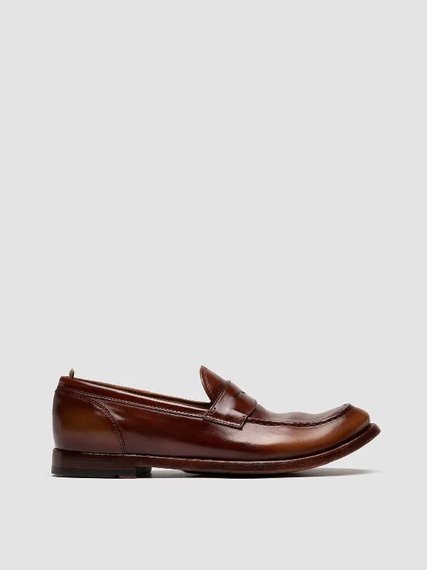 Breathable loafers for warm strolls-ANATOMIA 071 - Brown Leather Penny Loafers